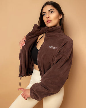 Плюшено кадифено яке в млечен цвят