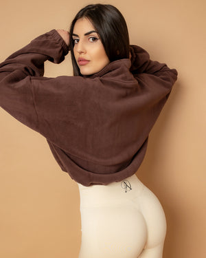 Плюшено кадифено яке в кафяв цвят