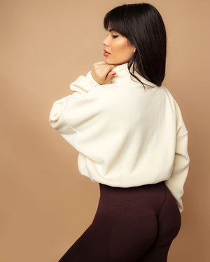 Плюшено кадифено яке в млечен цвят