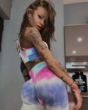 Дълъг шарен клин с оформящ ефект в оранжево-розов цвят